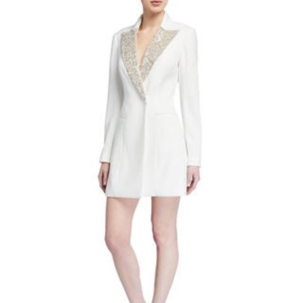 Ace Long-Sleeve Sequin-Collar Blazer Dress